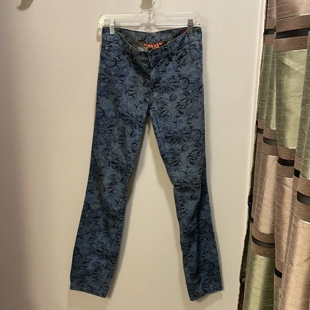 TORY Burch Ivy Super Skinny blue paisley jeans